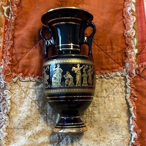 Greek blue black and Gold Vase